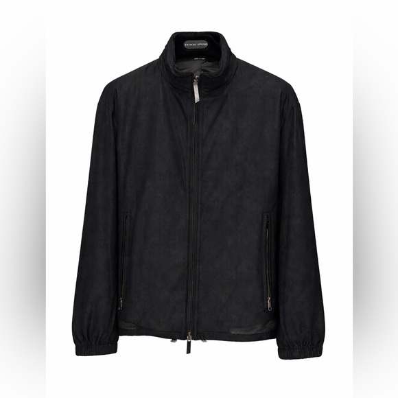 Giorgio Armani Main Line Black Mesh Zip Jacket Size 56 (US 46/XL)